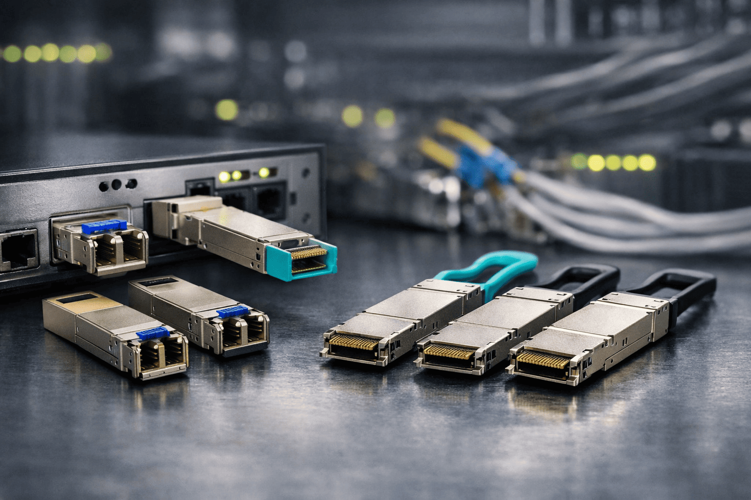 SFP and QSFP transceivers in data centre