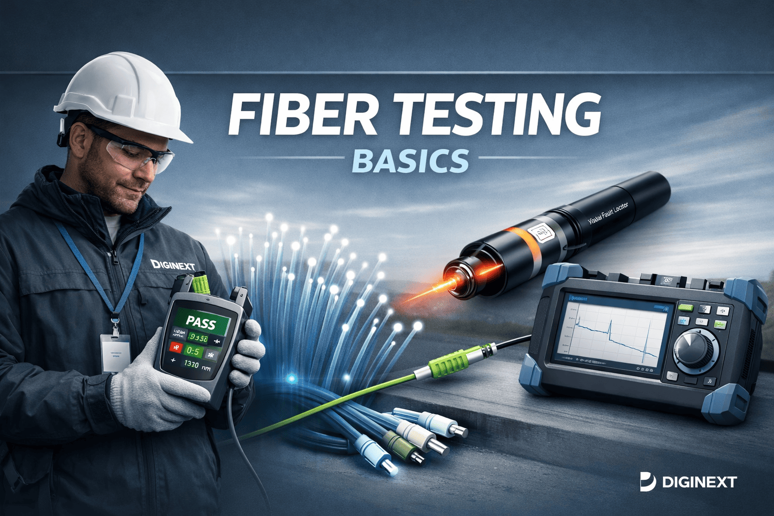 Fiber optic testing equipment including OTDR and OLTS used in a data centre