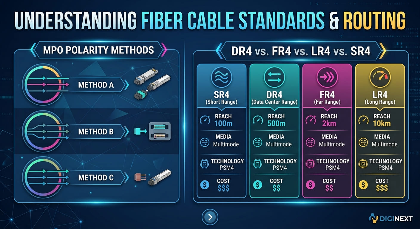 MPO/MTP fiber trunk cables and parallel optic transceivers in a data centre